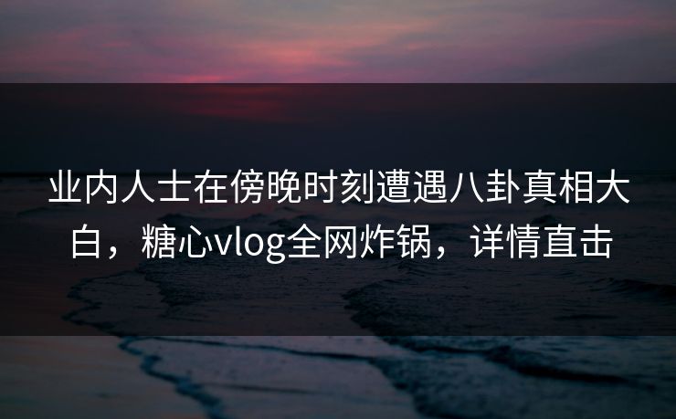 业内人士在傍晚时刻遭遇八卦真相大白，糖心vlog全网炸锅，详情直击