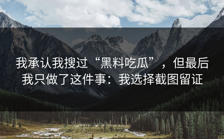 我承认我搜过“黑料吃瓜”，但最后我只做了这件事：我选择截图留证