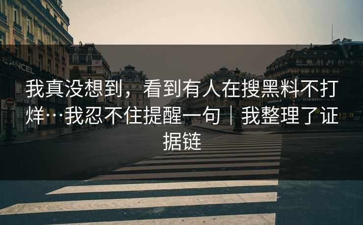 我真没想到，看到有人在搜黑料不打烊…我忍不住提醒一句｜我整理了证据链