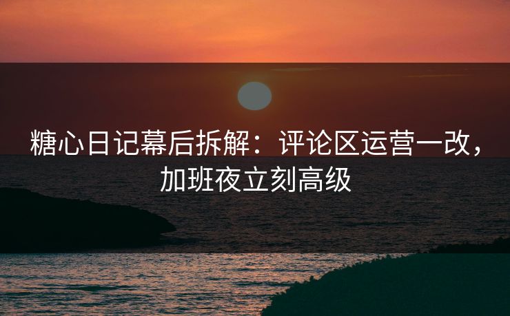 糖心日记幕后拆解：评论区运营一改，加班夜立刻高级  第1张